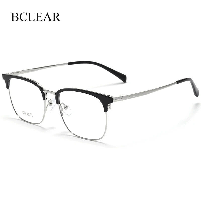 Bclear Unisex Full Rim Square Brow Line Titanium Eyeglasses 16059 - Lightweight & Durable Eyewear for Men & Women - Perfect for Reading, Working & Daily Fashion Accessory