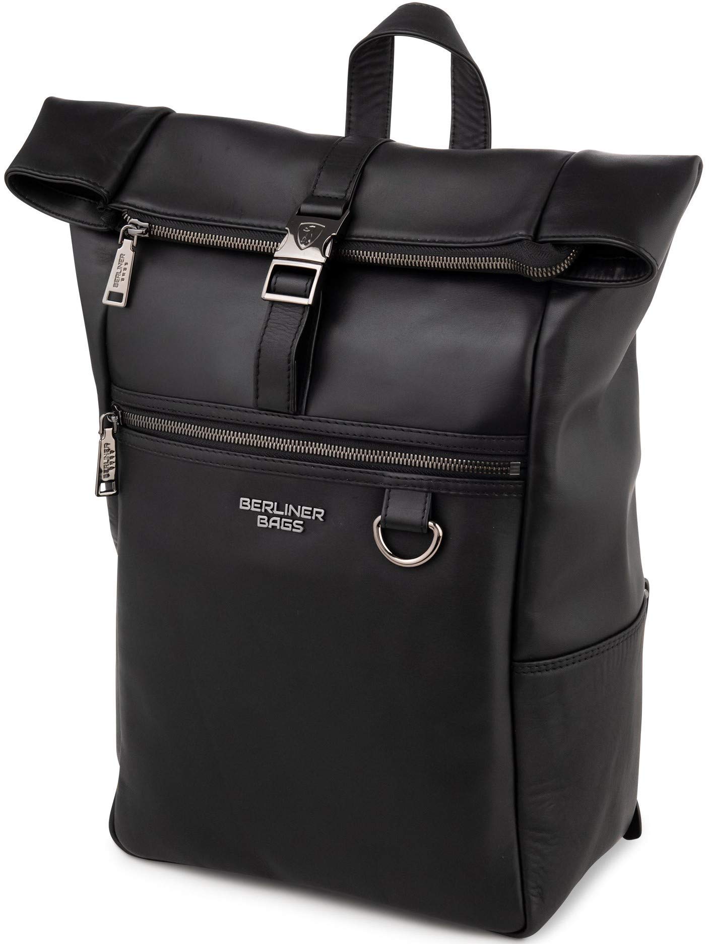 Premium Leather Backpack for Men & Women - Berliner Bags Harlem Laptop Bag, Travel Rucksack - Durable & Stylish for Work, School & Outdoor Adventures (Black)
