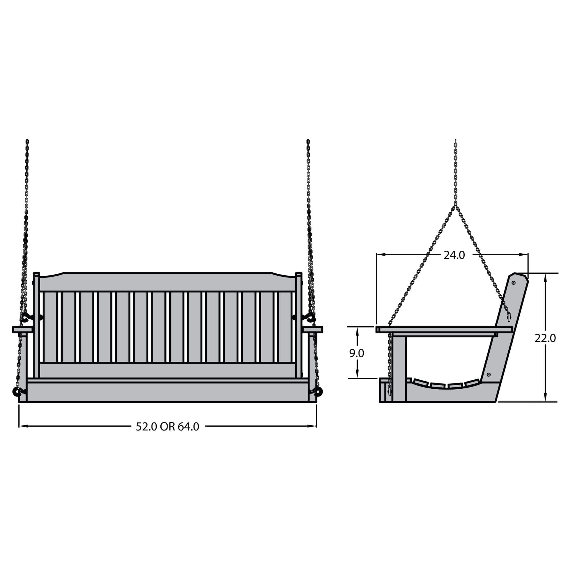 Refurbished Lehigh 5ft Porch Swing - Outdoor Patio Furniture for Relaxing in Garden, Backyard, or Deck