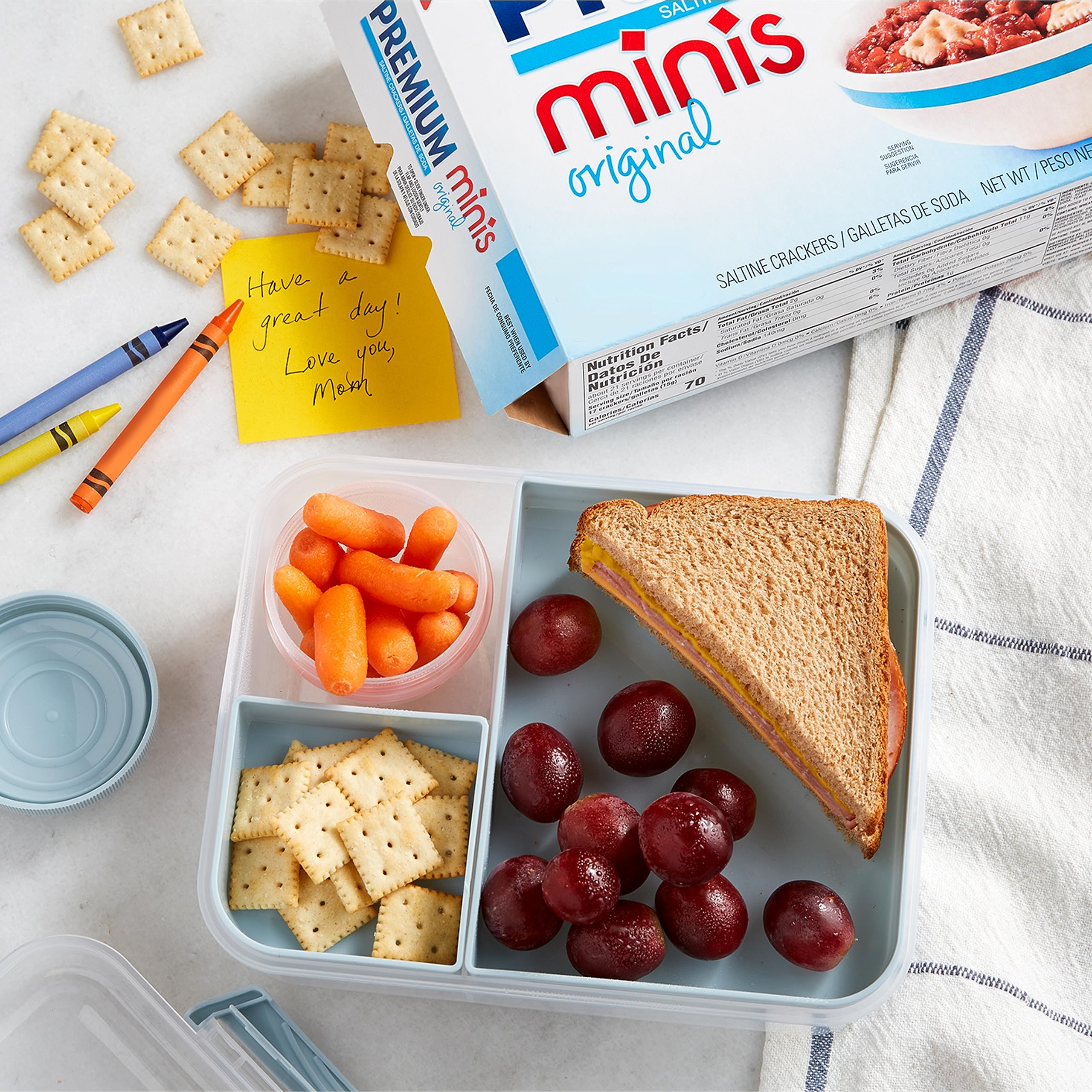 Premium Original Mini Saltine Crackers - Crunchy & Delicious Lunch Snacks, Bulk Pack (6-11 oz Boxes) - Perfect for School Lunches, Office Snacks & Party Platters