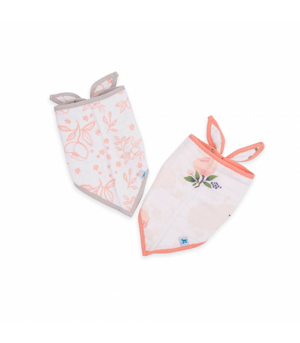 Little Unicorn Cotton Muslin Bandana Bib with Rose Print - Soft Absorbent Drool Bib for Babies & Toddlers - Perfect for Feeding, Teething, and Everyday Outfits