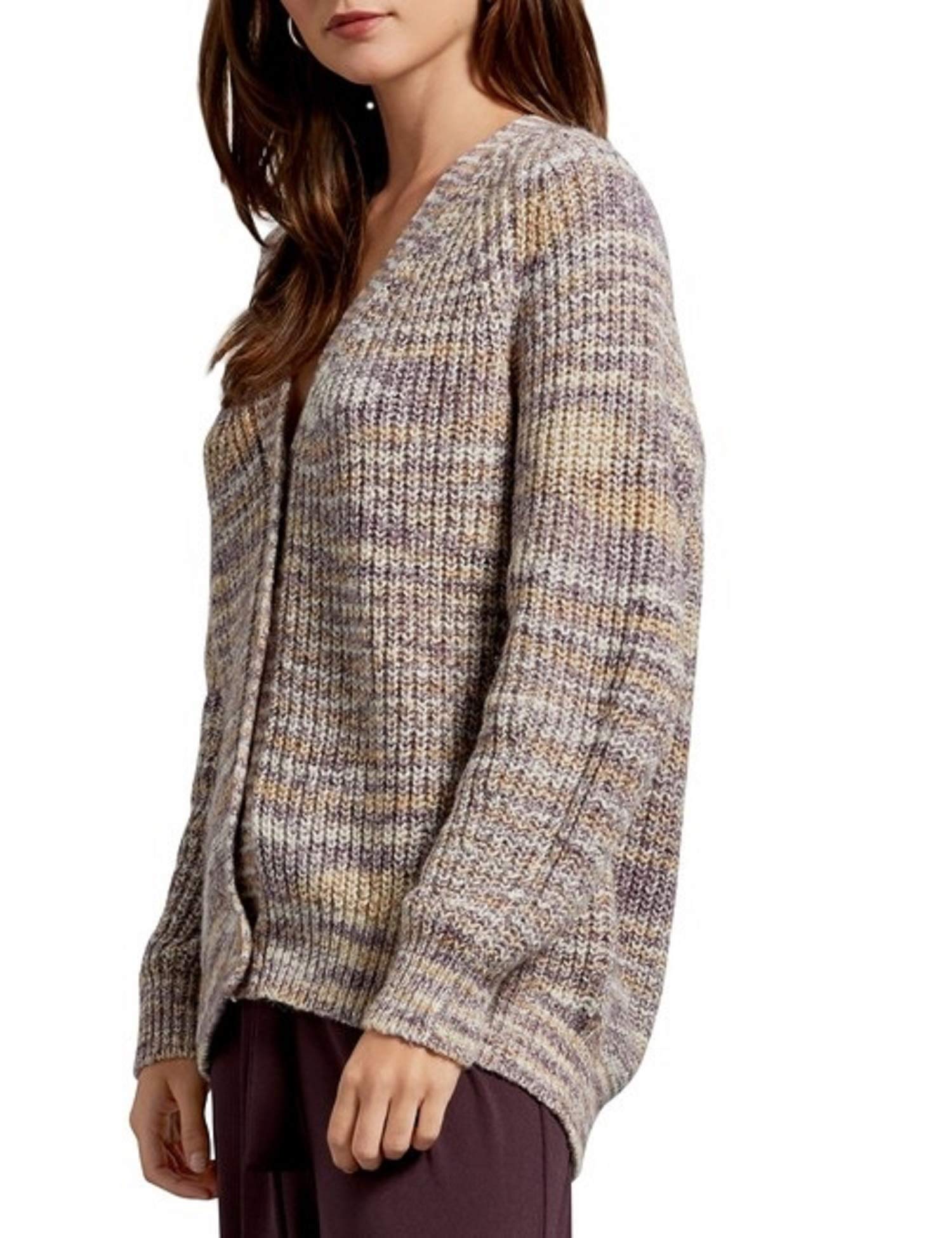 Michael Stars Angela Altra Shaker Stitch Cotton Blend Cardigan - Women's Lightweight Knit Sweater in Natural Color, Size Medium | Perfect for Casual Wear, Office Outfits & Fall Layering