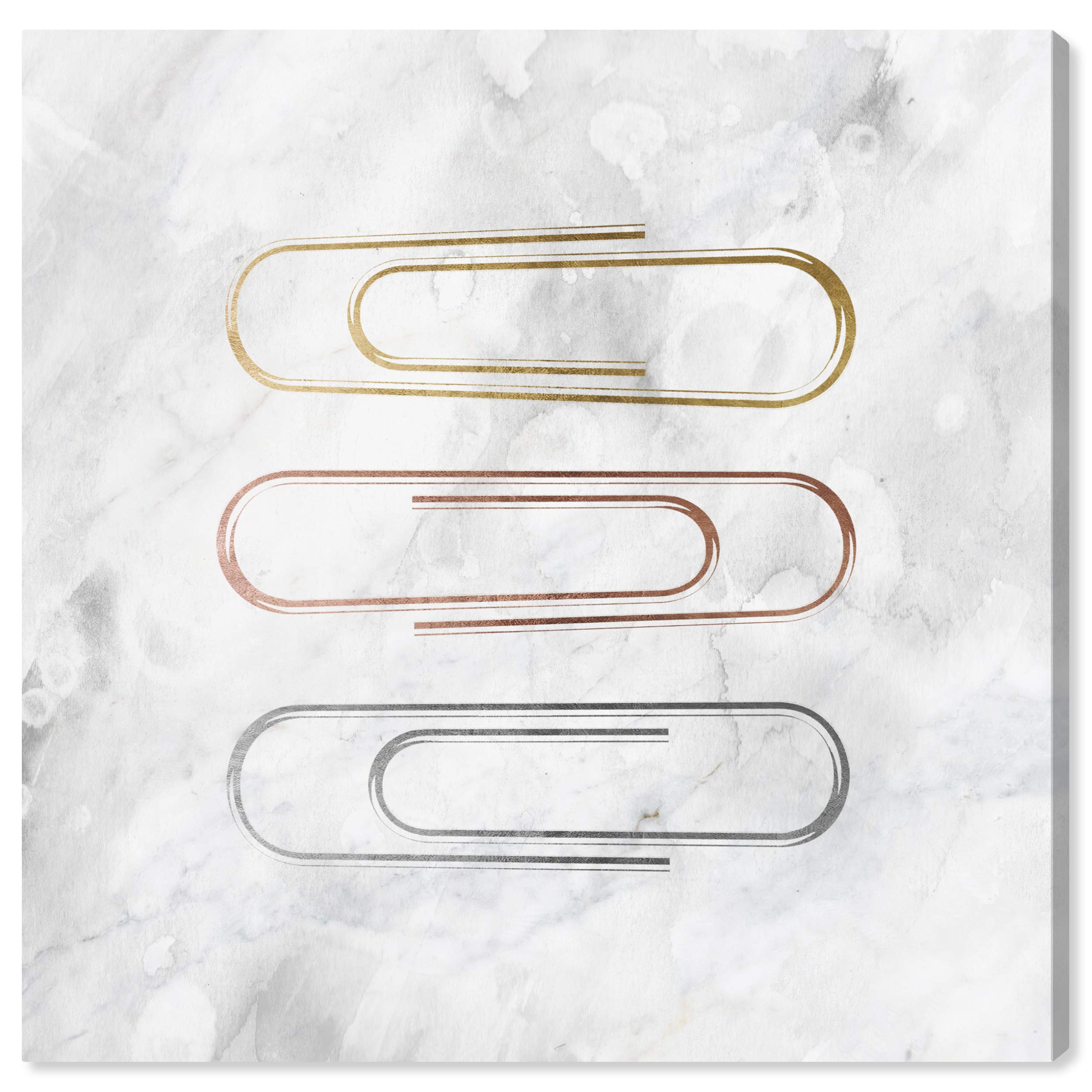 Oliver Gal Artist Co. Metallic Paper Clips Office Wall Art Canvas Print - 30x30 Inch Gold & Pink Abstract Home Decor for Modern Workspace, Living Room & Bedroom