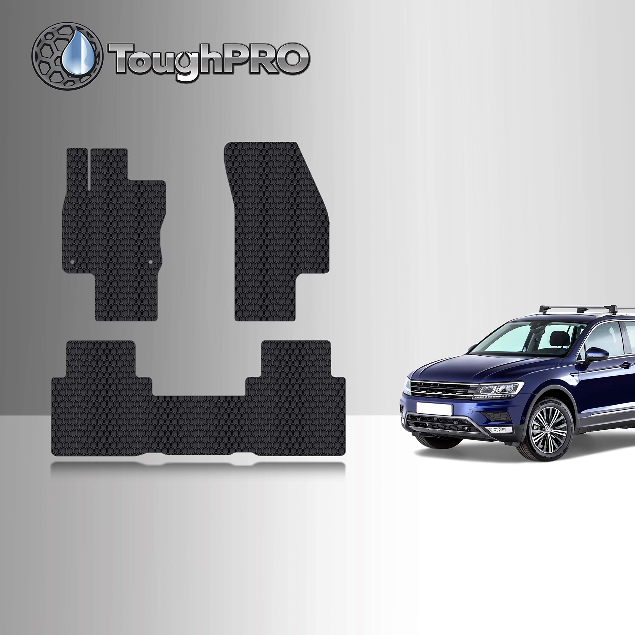 ToughPro All Weather Heavy Duty Rubber Floor Mats Set (Front & 2nd Row) for Volkswagen Tiguan 5-Seater 2018-2023 - Made in USA, Black - Perfect for Off-Roading, Camping & Family Road Trips