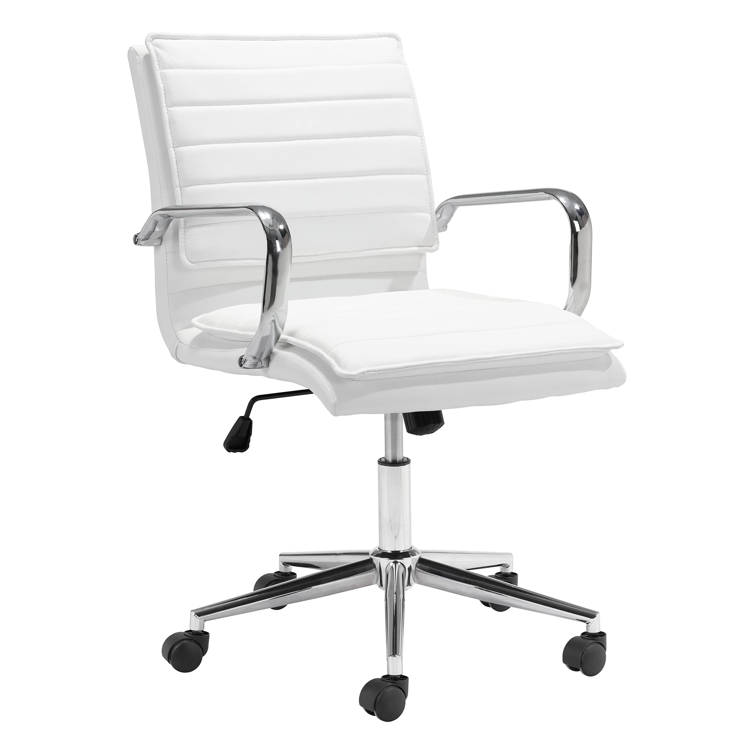 Premium Zuo Partner Office Chair - Ergonomic White Desk Chair for Home & Office - Comfortable Adjustable Swivel Task Chair for Long Hours of Work or Study