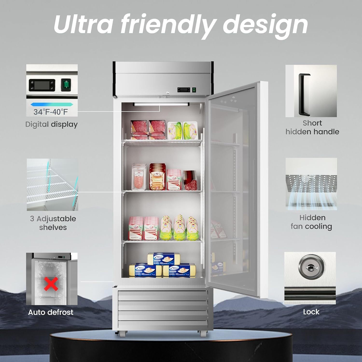 27'W Commercial Freezer Refrigerator - 23 Cu. Ft Capacity with Dynamic Cooling & OmniSmart Temperature Control - Perfect for Restaurants, Grocery Stores & Food Service Businesses
