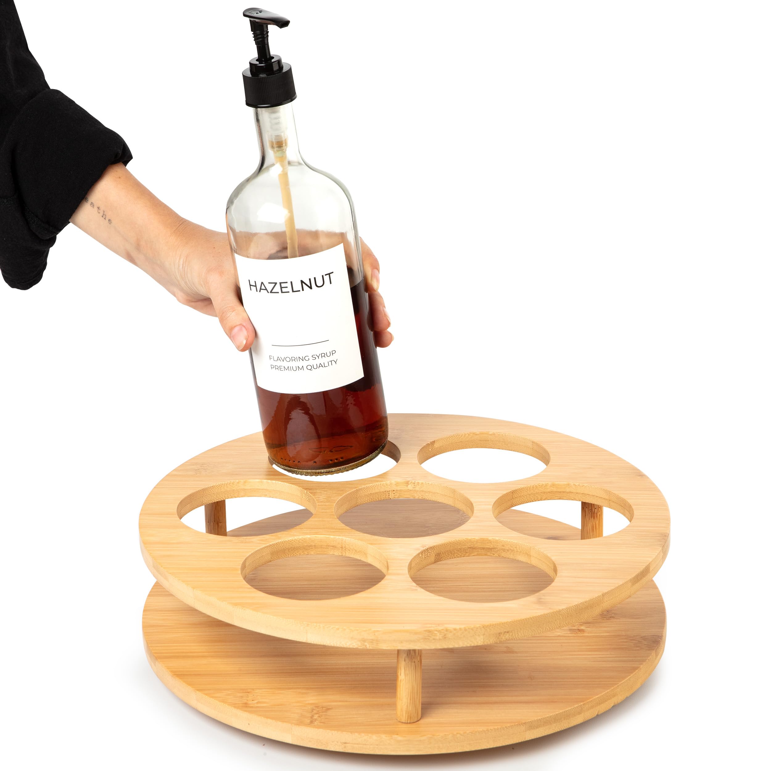 Stainless Steel Coffee Syrup Organizer Rack - 12 Bottle Capacity for Barista, Home & Cafe Use - Perfect for Espresso, Latte & Iced Coffee Stations