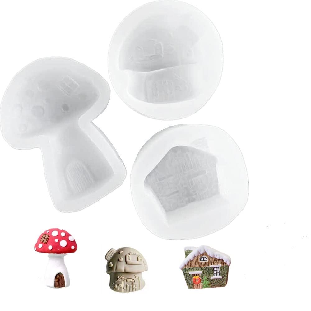 3pcs Mushroom Silicone Molds for Chocolate, Candy, Polymer Clay, Cake Decorating, Sugar Craft, Resin & Plaster - Mushroom House Baking Molds for DIY Crafts, Party Treats & Home Decor