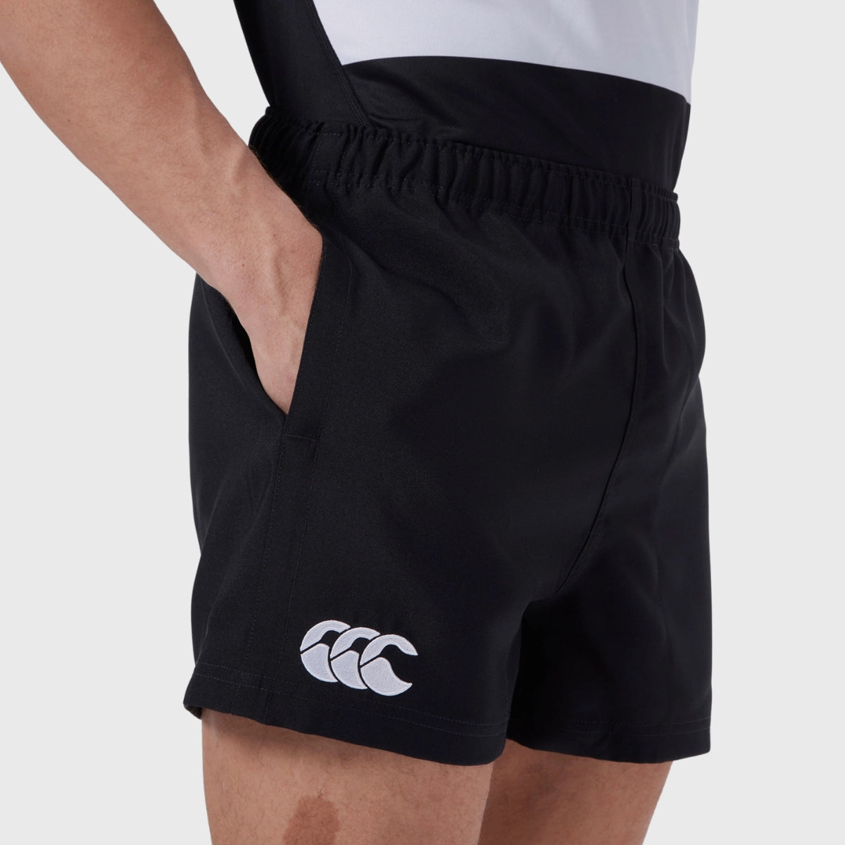 Canterbury Men's Rugby Shorts with Pockets - Breathable Athletic Shorts for Rugby Training & Casual Wear - Black