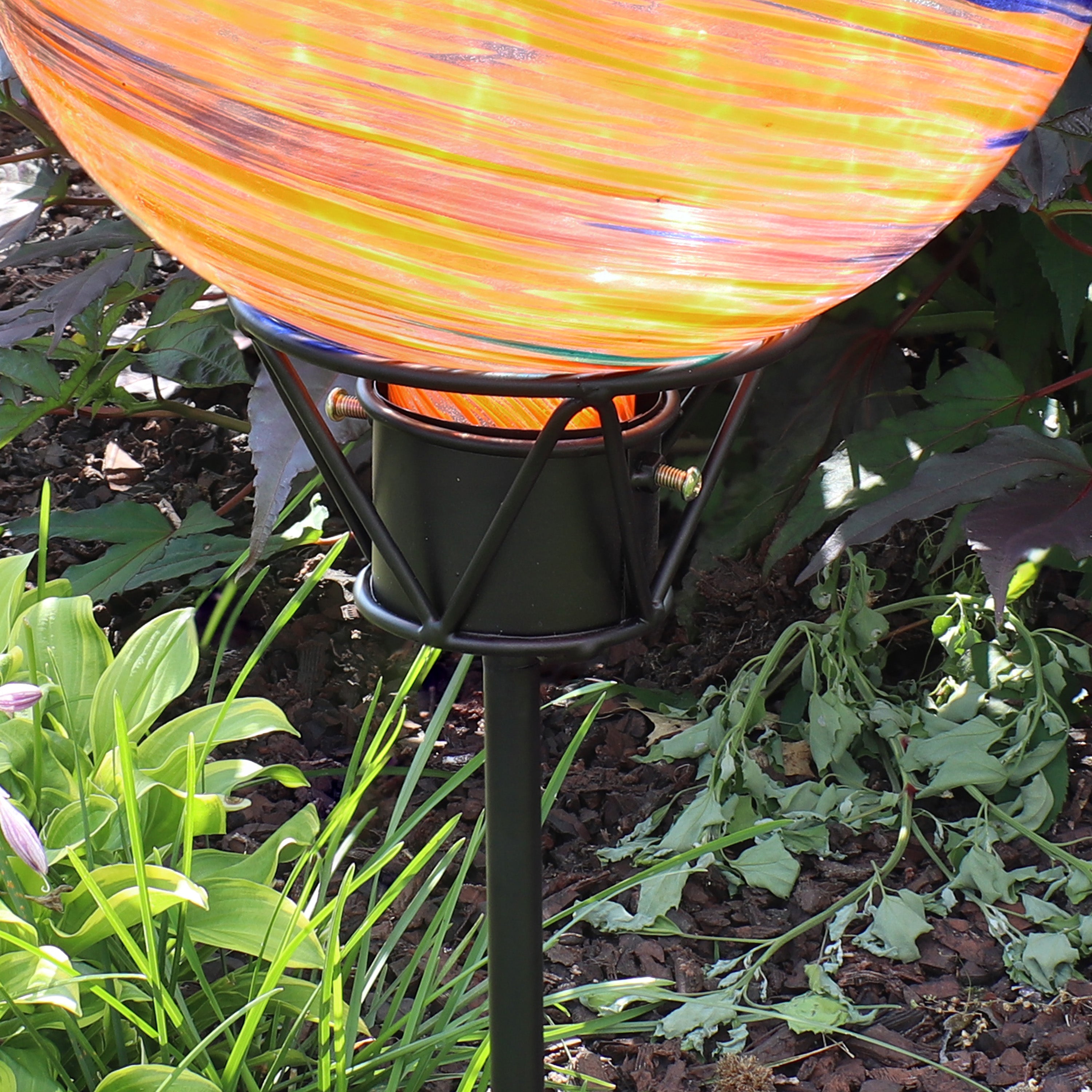Sunnydaze Simple Steel Gazing Globe Stand - Black Outdoor Garden Decor for Yard, Patio & Landscape Decoration | Sturdy Metal Base for Reflective Spheres