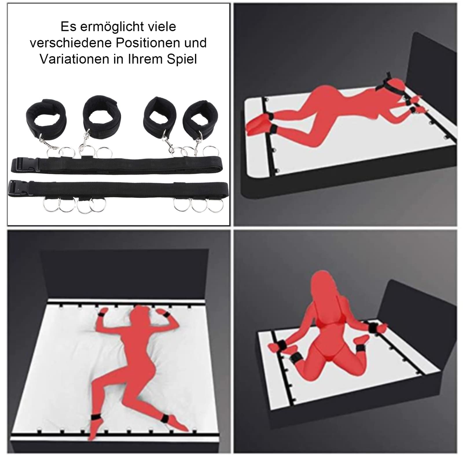 BDSM Bed Restraints Set - Handcuffs & Ankle Cuffs for Couples | Beginner-Friendly Bondage Kit | Bedroom Toys for Couples | Perfect for Spicing Up Your Sex Life & Exploring Kinky Play