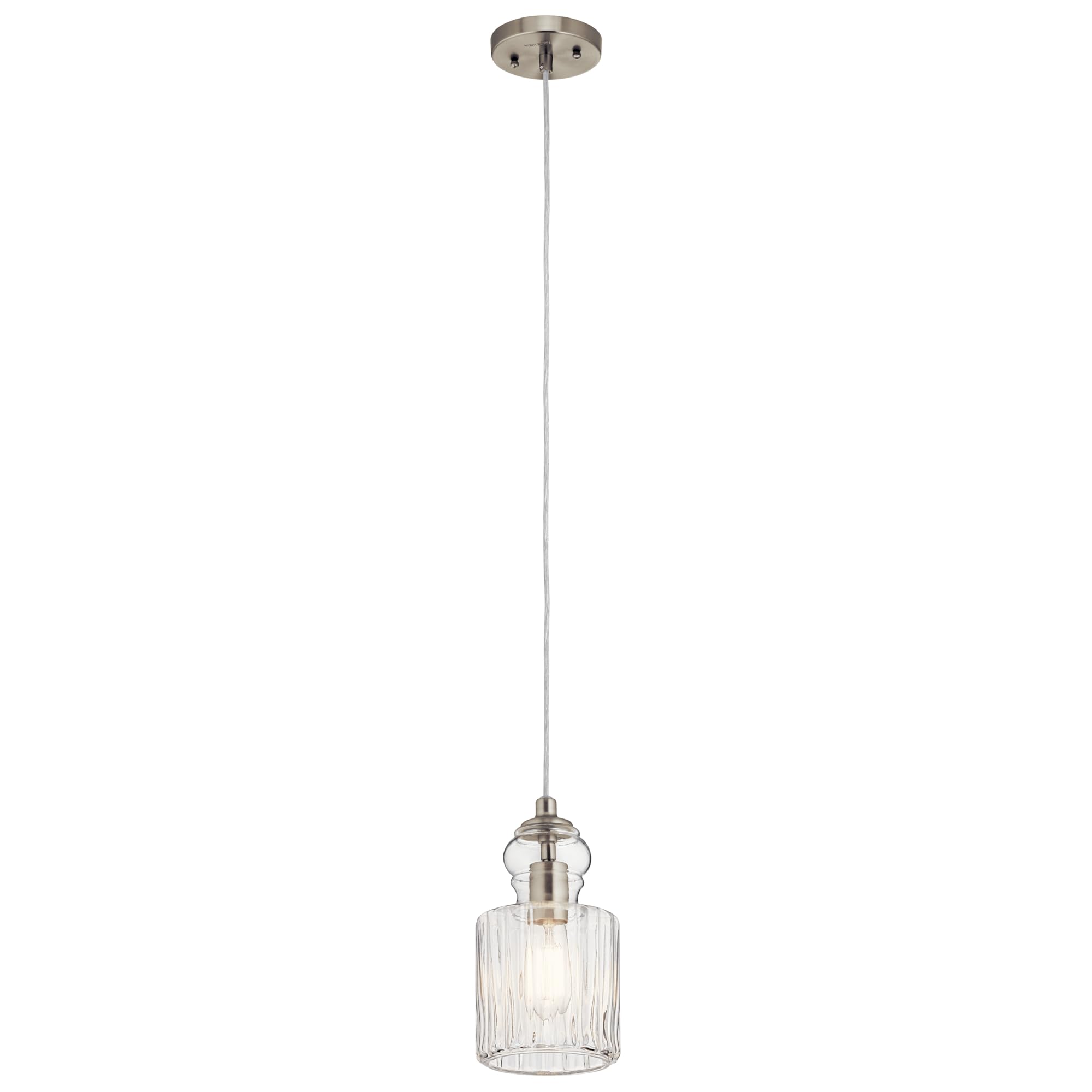 Kichler Lighting 43957NI Riviera Collection One Light Mini Pendant - Modern Ceiling Light Fixture for Kitchen Island, Dining Room & Bedroom Decor