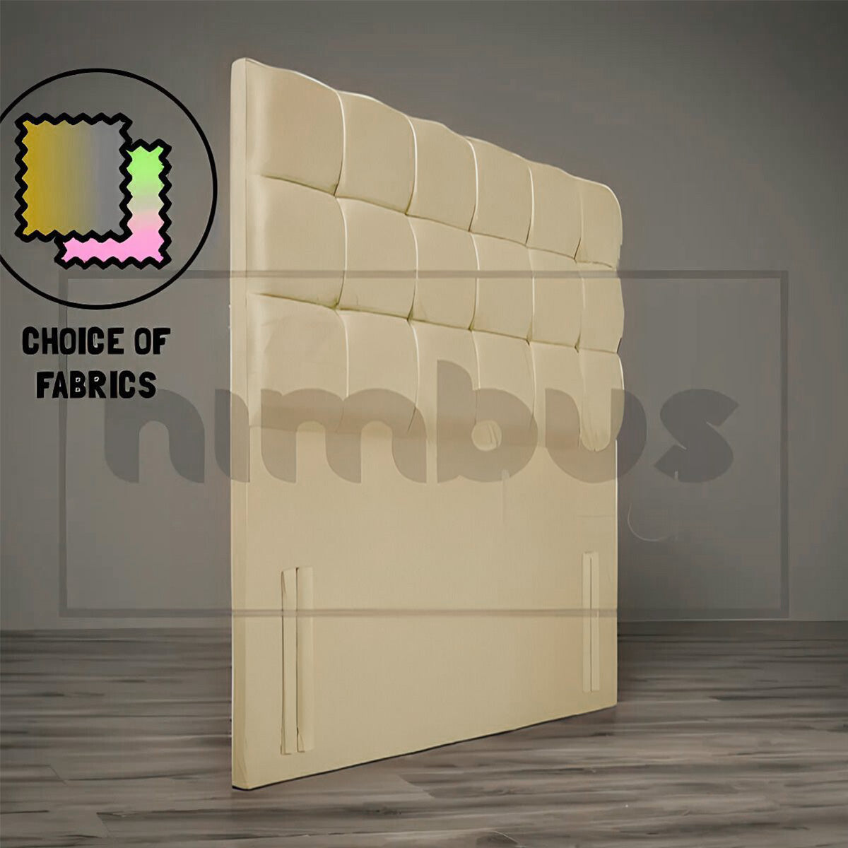 Modern Floor Standing Cube Headboard - Upholstered Bed Frame with Storage & LED Lights - Perfect for Small Bedrooms, Apartments & Dorm Rooms