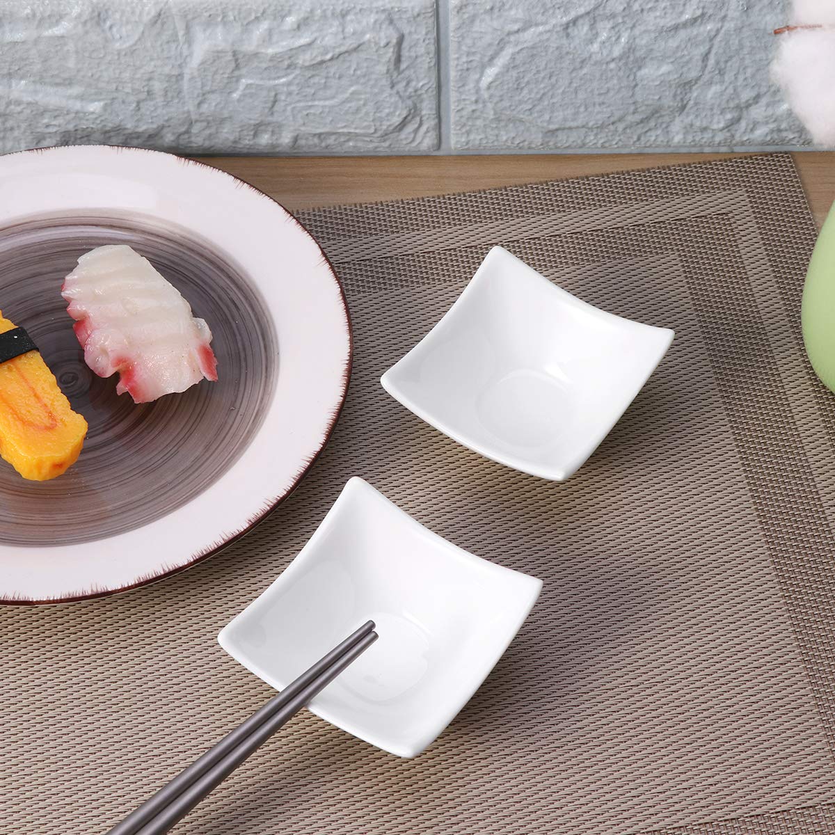 DOITOOL 2-Piece Ceramic Snack Bowls with 4 Corners - Perfect for Dips, Sauces, Nuts & Small Snacks - Ideal for Parties, Charcuterie Boards & Entertaining
