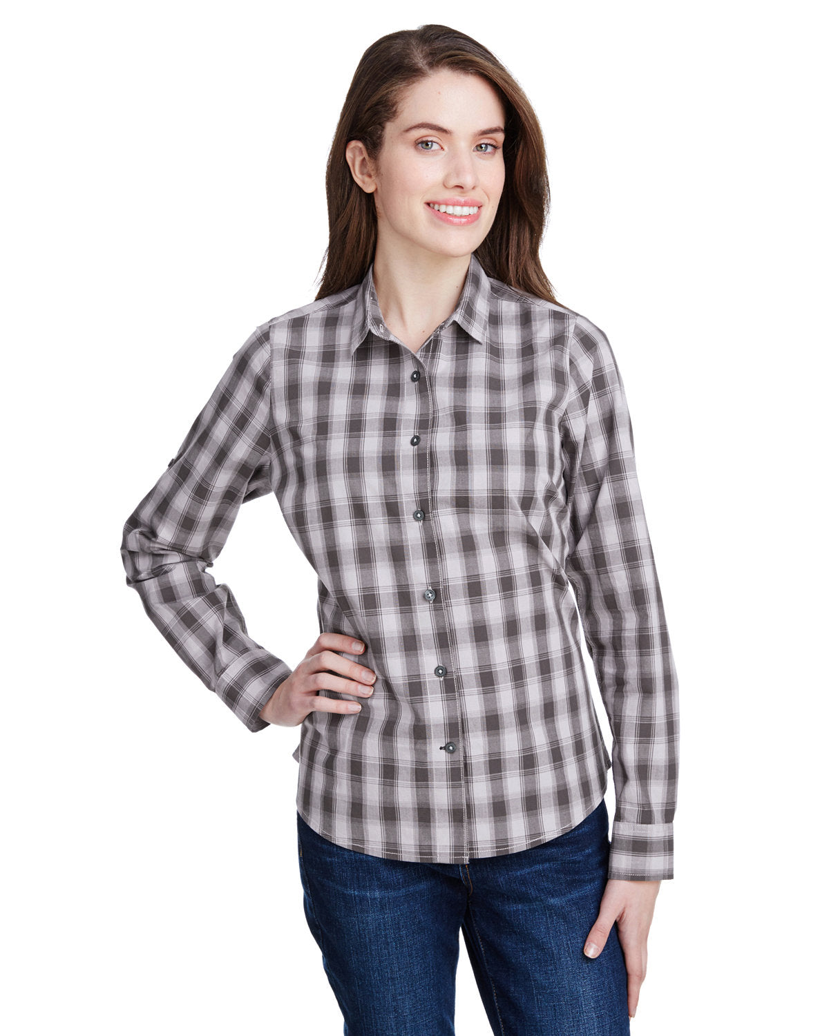 Reprime RP350 Women's Mulligan Check Long Sleeve Cotton Shirt - Artisan Collection - Casual Office Wear & Outdoor Activities