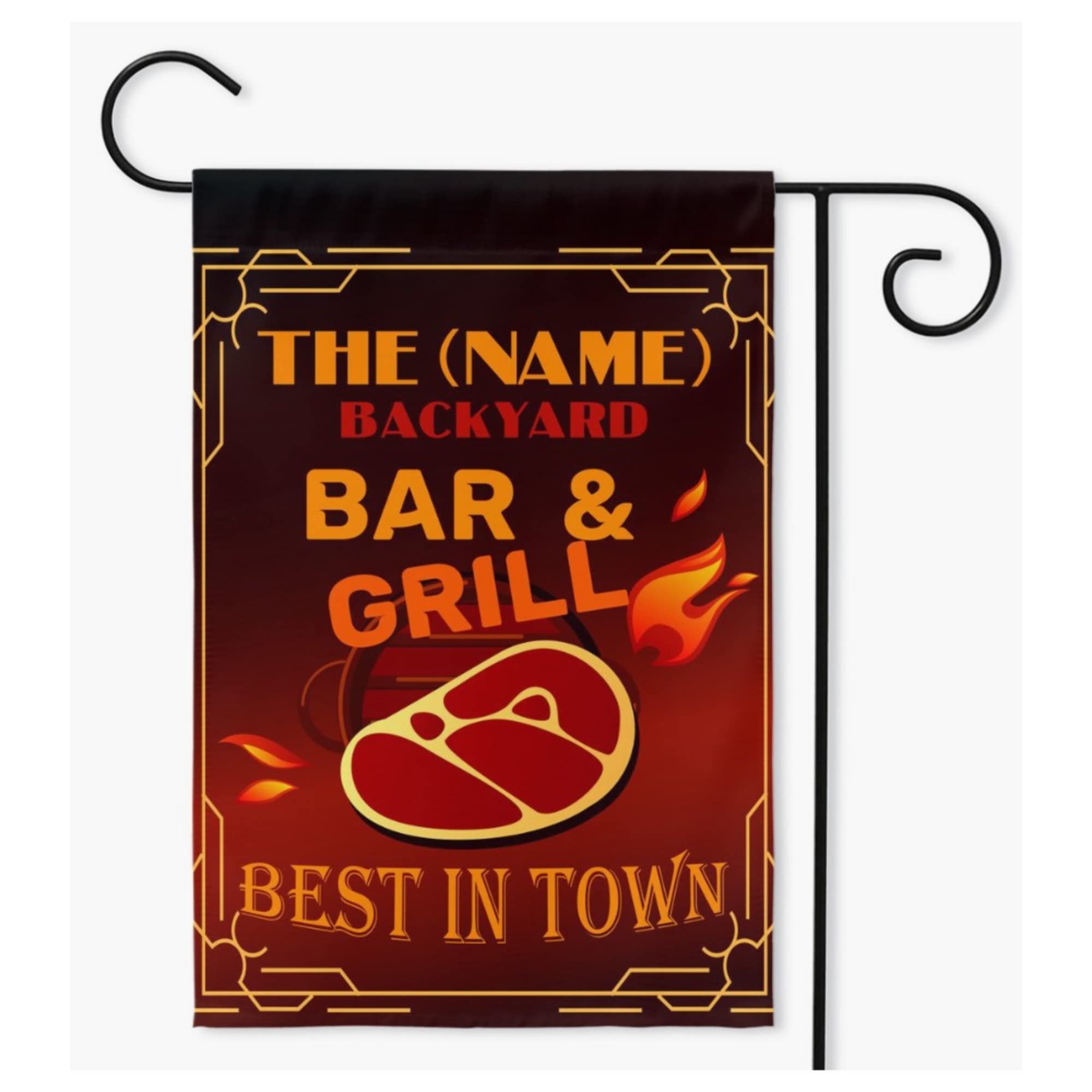 Custom Personalized Bar & Grill Camping Yard Flag - Unique Steak Housewarming Gift, Garden Lawn & Campsite Decoration for Girlfriend | Perfect for Outdoor BBQs, Tailgating & Backyard Parties