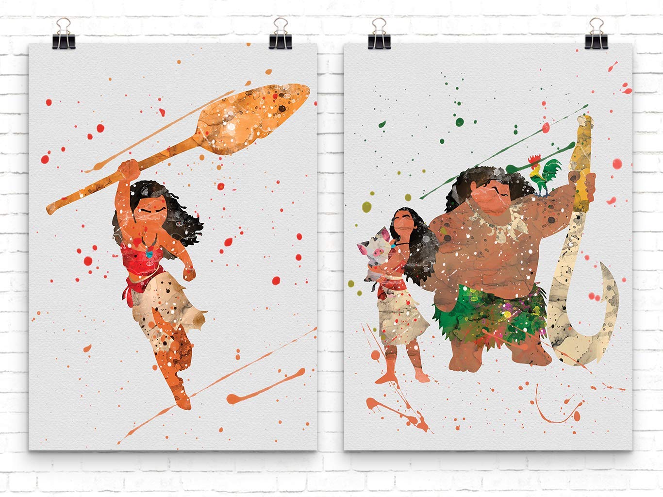 Moana Wall Art Prints 2-Pack - Tropical Room Decor for Kids & Nursery
