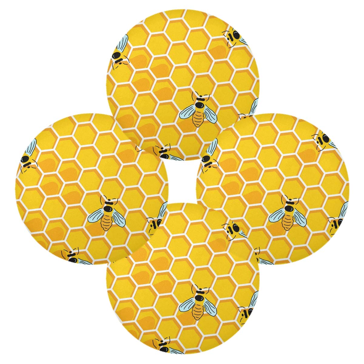 ALAZA 15 Inch Round Kitchen Table Mats Set of 6 - Honeycomb Design Washable Placemats for Dining Table, Restaurant & Home Decor | Perfect for Everyday Meals, Dinner Parties & Kitchen Protection
