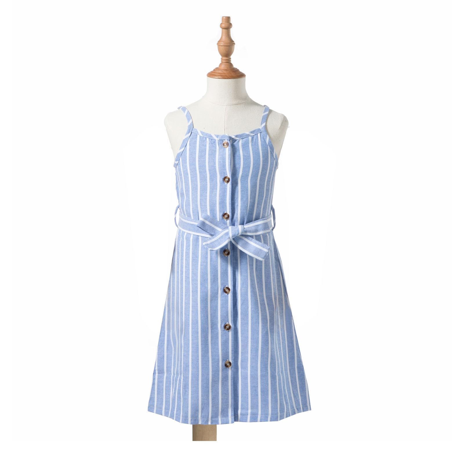 LittleSpring Girls Summer Casual Striped Spaghetti Strap Sun Dress - Toddler & Kids Fashion Outfit for Beach, Playdates & Outdoor Activities