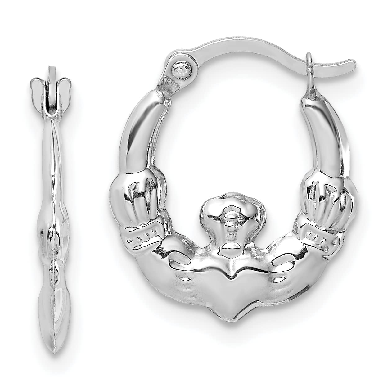 14K White Gold Claddagh Hoop Earrings for Women - Irish Celtic Love Knot Jewelry - Perfect for Weddings, Anniversaries & St. Patrick's Day Gifts