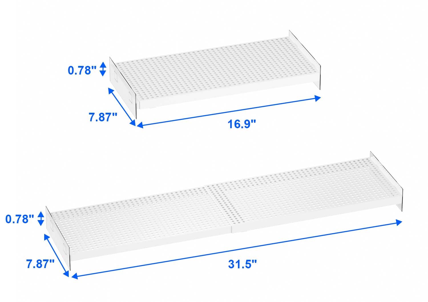 Expandable Heavy Duty Metal Closet Organizer & Tension Shelves - DIY Cabinet Storage Rack for Wardrobe, Cupboard, Pantry, Kitchen, Bedroom (White, 2-Pack) - Perfect for Maximizing Small Spaces & Home Organization