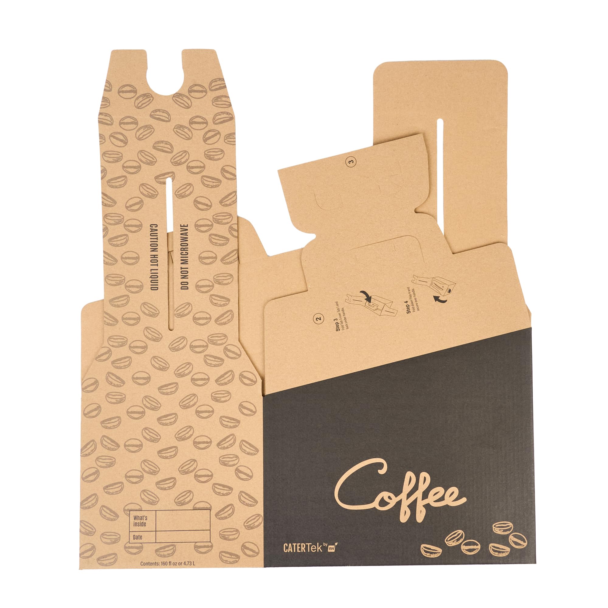 Restaurantware Cater Tek 160oz (10-Pack) Insulated Black Paper Coffee To-Go Containers with Handle - Disposable Beverage Servers for Catering, Events & Office Use - Keeps Coffee Hot, Portable for Up to 20 Cups