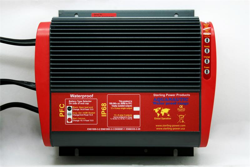 Sterling Power USA Waterproof 20 Amp 2 Bank Marine Battery Charger - Perfect for Boats, Yachts & RV Power Systems