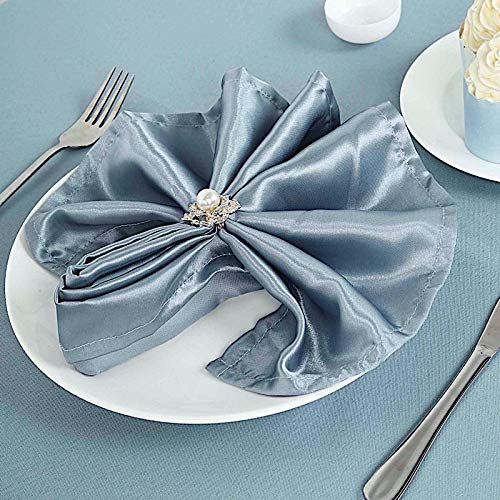 50 Pack 20-Inch Dusty Blue Satin Dinner Napkins for Wedding, Party, Reception, Restaurant & Home Use - Elegant Table Setting & Special Occasions