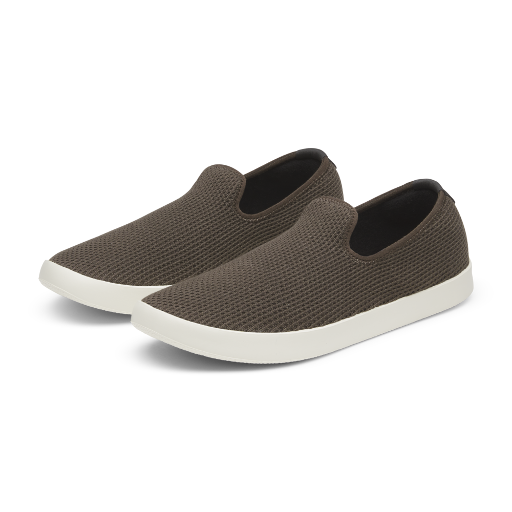 Men's Tree Lounger Shoes - Rustic Brown Leather with Stony Cream Sole | Comfortable Casual Slip-Ons for Outdoor, Travel & Everyday Wear