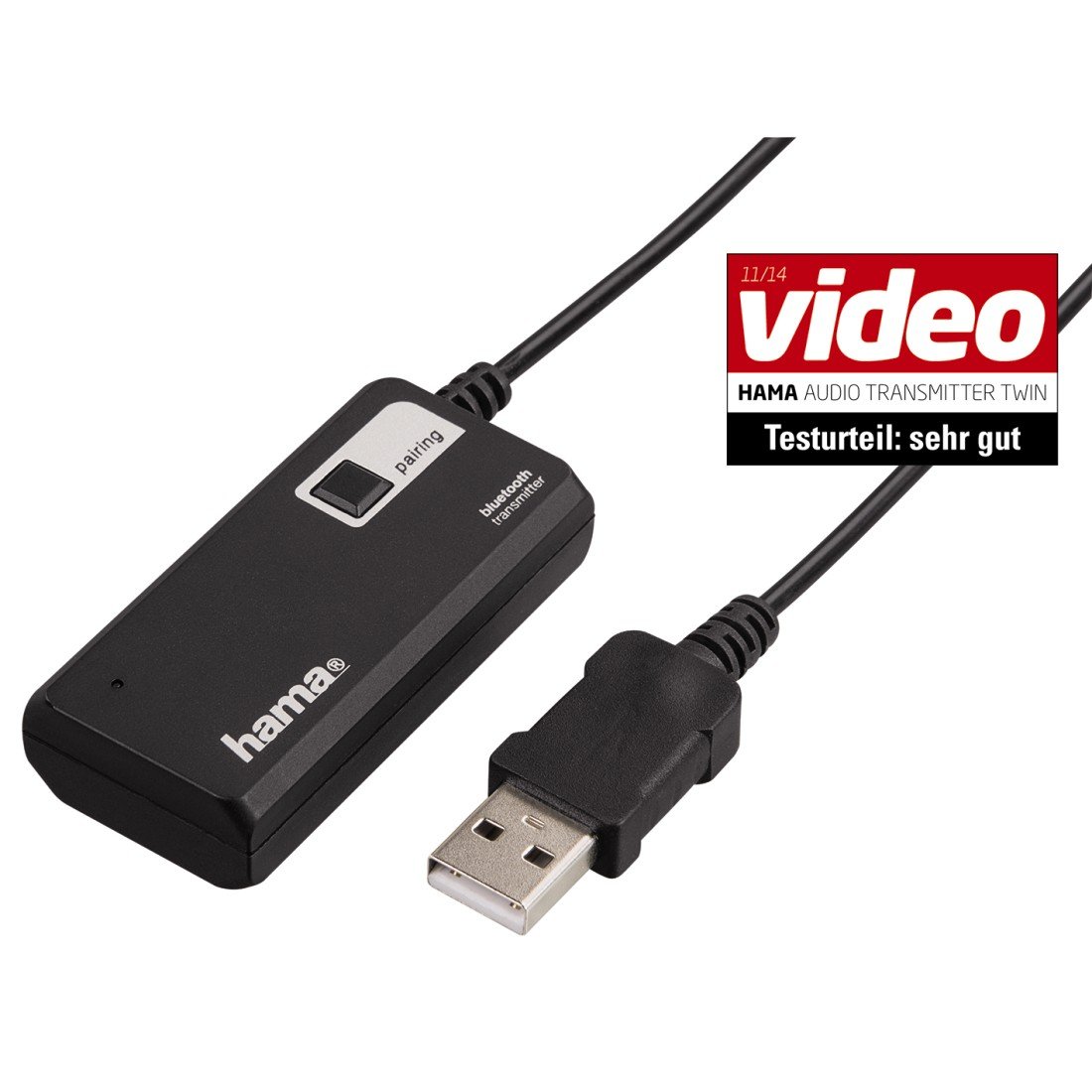 Hama 40987 Bluetooth Audio Transmitter - Wireless Audio Adapter for TV, PC, Car - Black | Stream Music from Any Device to Speakers or Headphones