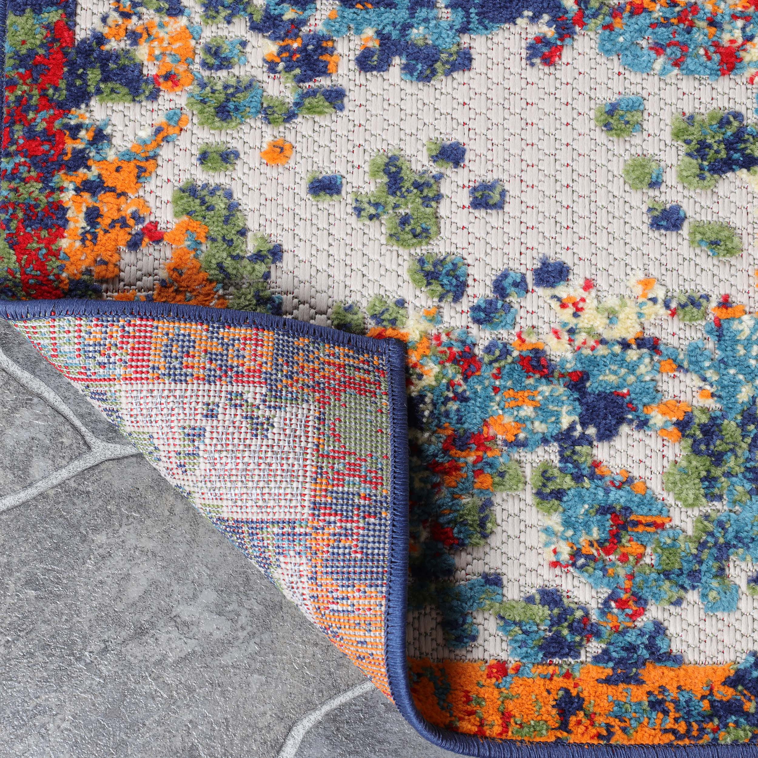 Kalina Modern Abstract Splatter Indoor Outdoor Area Rug Runner - Non-Slip Washable Floor Mat for Living Room Bedroom Patio Decor