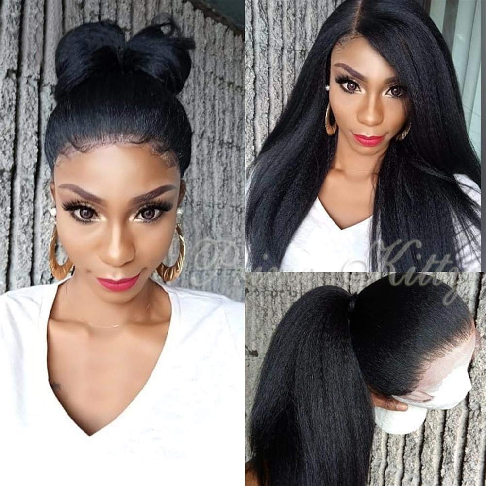 10A Brazilian Virgin Human Hair T Part Lace Wig - Kinky Straight Pre Plucked 130% Density HD Lace Wigs | Natural Look for Daily Wear, Parties & Special Occasions