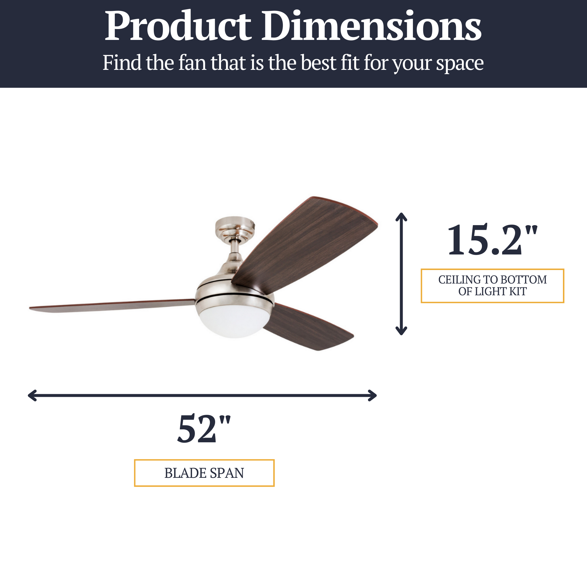 52 Inch Calico Brushed Nickel Ceiling Fan with Remote Control - Perfect for Living Room, Bedroom, and Office Spaces