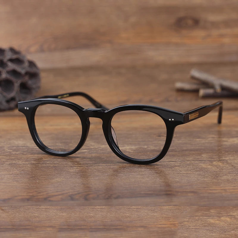 Stylish Unisex Black Acetate Eyeglasses - Round & Square Full Rim Frame 21322 | Perfect for Work, Reading & Fashion Accessories