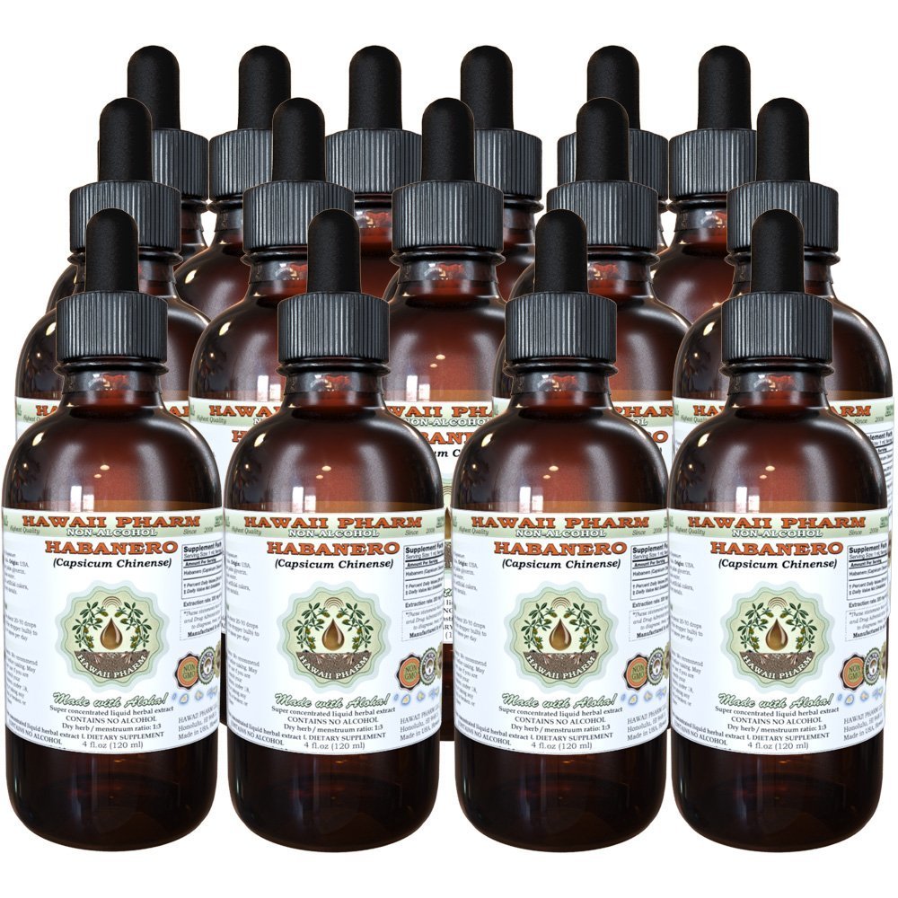 Organic Habanero Alcohol-Free Liquid Extract (Capsicum chinense) - Natural Herbal Supplement by Hawaii Pharm - 15x4 oz - Perfect for Cooking, Wellness & Herbal Remedies