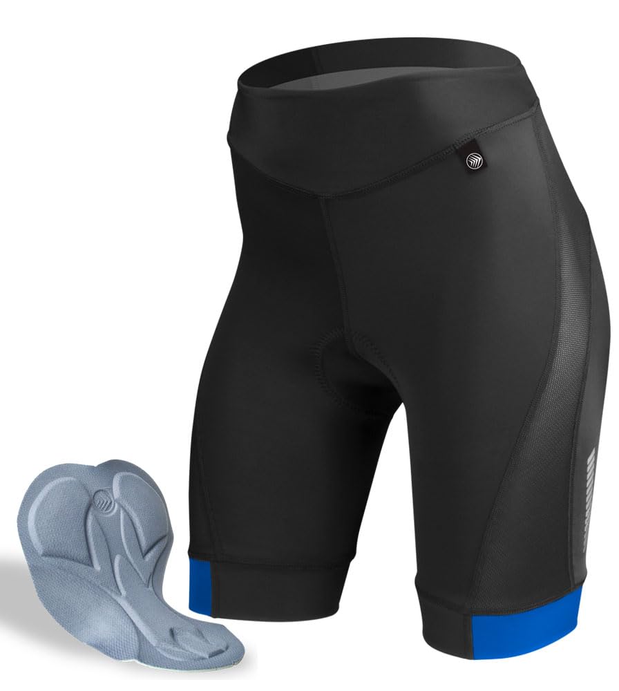 Premium Women's Padded Cycling Shorts for Long Distance Biking - High-Performance Breathable Bike Shorts Made in USA - Ideal for Road Cycling, Spinning Classes & Outdoor Workouts