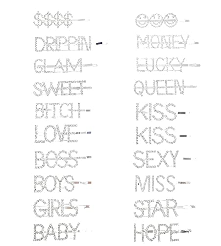 FAMEZA 10 Pack Crystal Letter Hair Clips - Rhinestone Bling Hairpins for Women, Luxury Hair Accessories with Sparkling Letters (A-Z), Perfect for Parties, Weddings, Prom and Everyday Glam