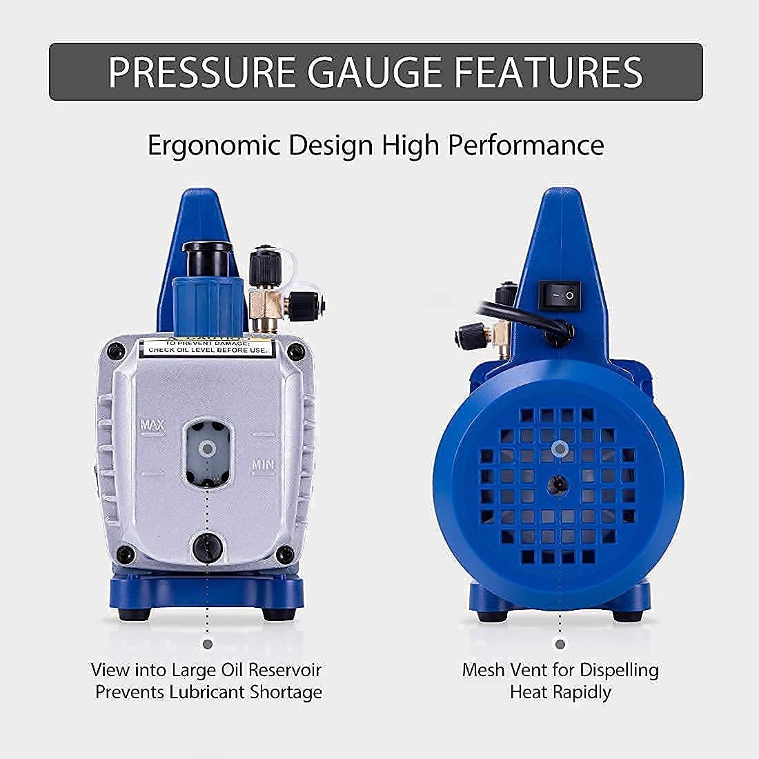 VIVOHOME High Precision Electronic Digital Refrigerant Charging Scale with 110V 1/2 HP 5 CFM Dual Stage Rotary Vane HVAC Vacuum Pump & Oil Bottle Set - Professional HVAC Refrigerant Recovery and Charging Tool for AC Repair and Maintenance