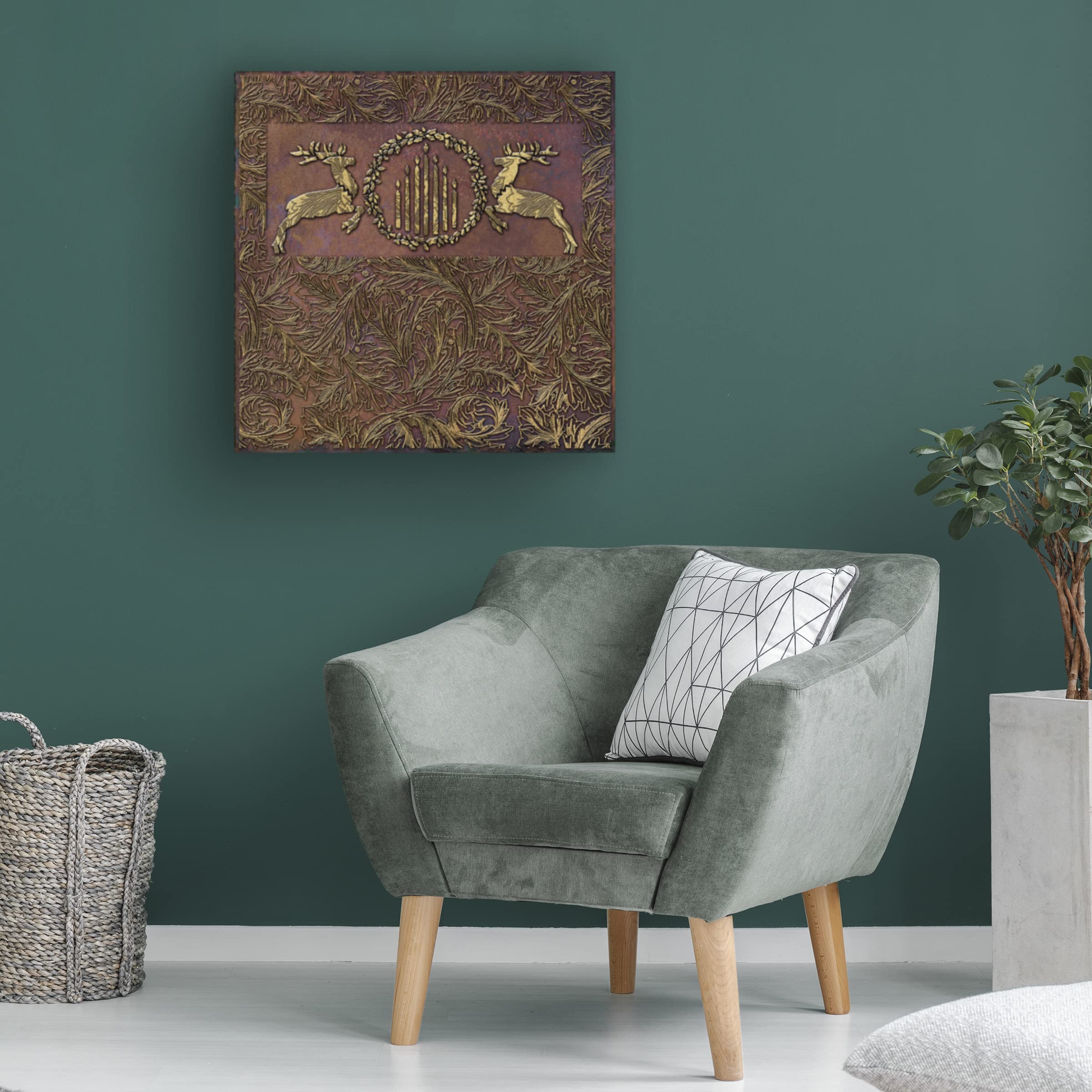 Trademark Fine Art 'Reindeer with Christmas Wreath' Canvas Wall Decor by Cora Niele - Perfect for Holiday Home Decor, Christmas Gift & Festive Living Room Art