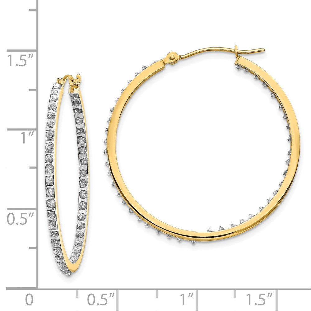 Gold Diamond Hinged Hoop Earrings - Round 14K Gold Plated Stud Earrings for Women | Perfect for Parties, Weddings & Everyday Wear | Model DF256