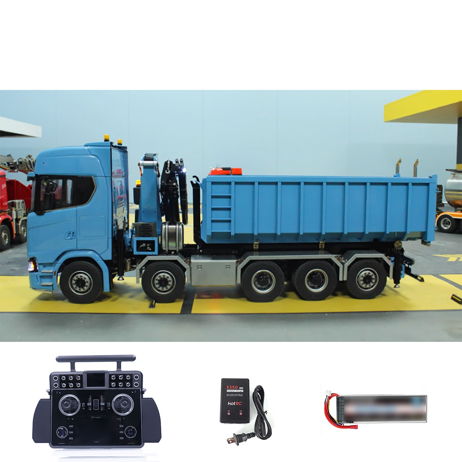 1:14 Scale 770S 5-Axle 10x10 Metal Chassis RC Hydraulic Dump Truck with Remote Control Crane & Roll Off Dumper - Frsky XE Lite RC Construction Vehicle Model for Off-Road Play & Professional Simulation