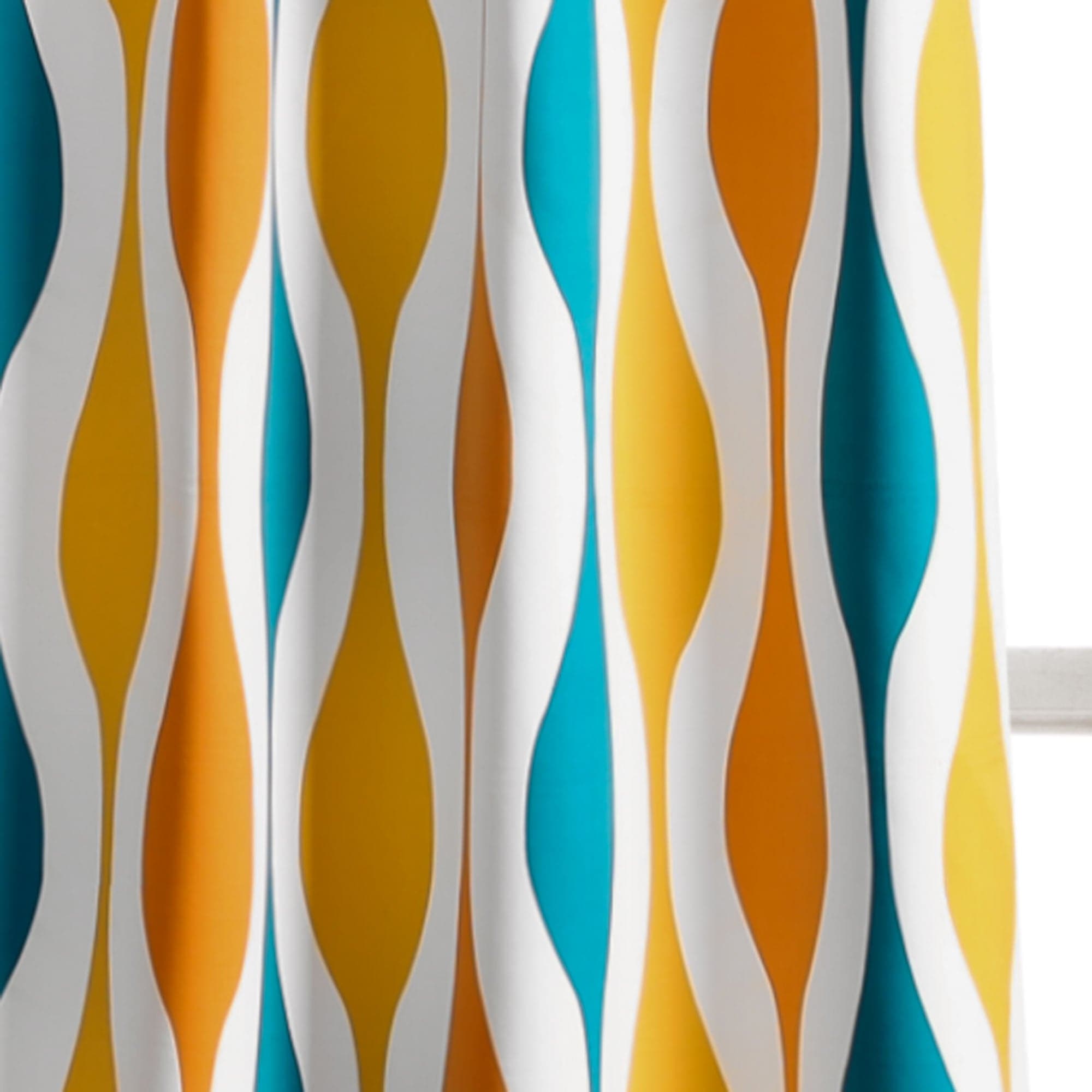 Mid Century Modern Geometric Light Filtering Window Curtains - Set of 2 Panels for Living Room & Bedroom | Sun Protection & Privacy Sheer Drapes