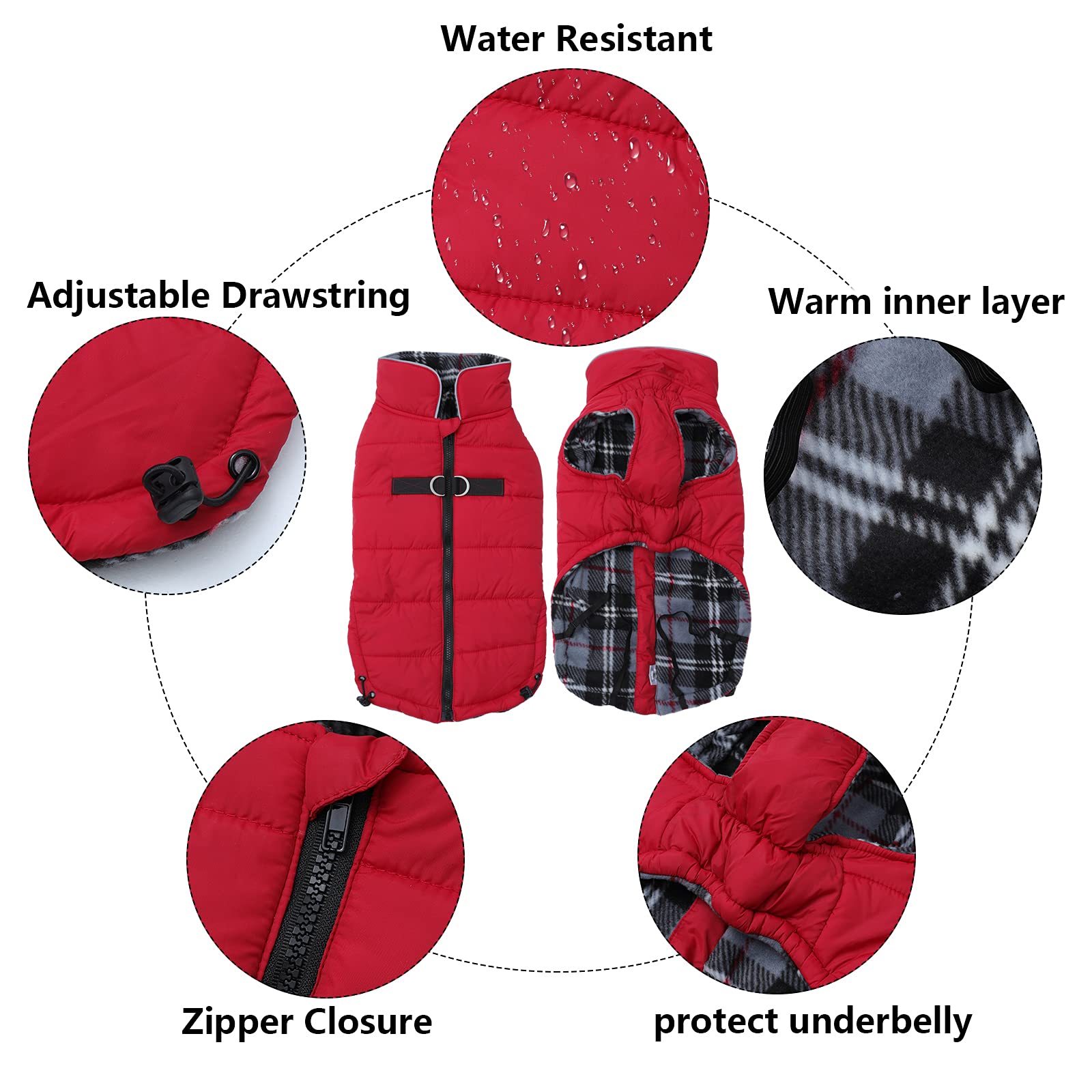 Geyecete Dog Winter Warm Coat - Windproof & Snowproof Pet Jacket for Small, Medium, Large Dogs - Red XXL - Perfect for Outdoor Adventures & Cold Weather Protection