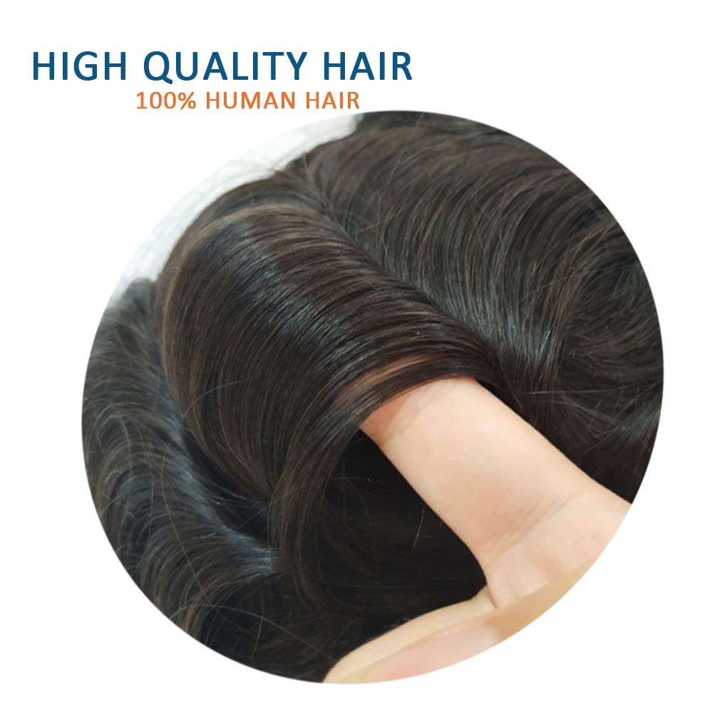 Men's Invisible Hairline Swiss Lace Toupee - 8x10 Real Human Hair Wig in Natural Black 1B | Undetectable Hair System for Thinning Hair & Baldness | Perfect for Daily Wear, Special Occasions & Confidence Boost