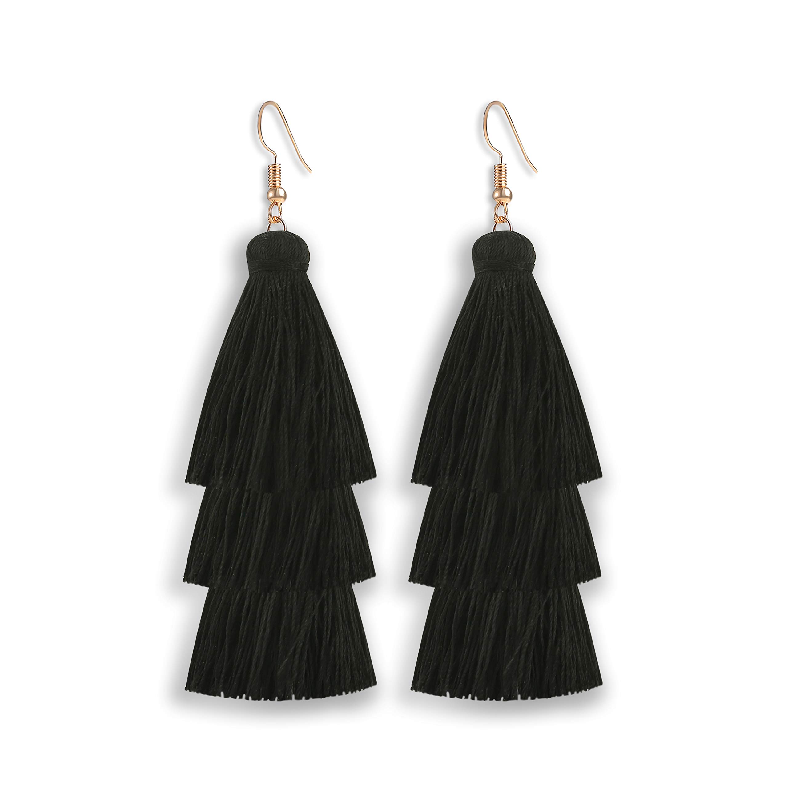 Bohemian 3-Tier Layered Colorful Tassel Earrings for Women | Big Dangle Drop Fashion Jewelry | Valentine's Day, Birthday Party Gift for Teen Girls | Perfect for Festivals, Date Nights & Special Occasions