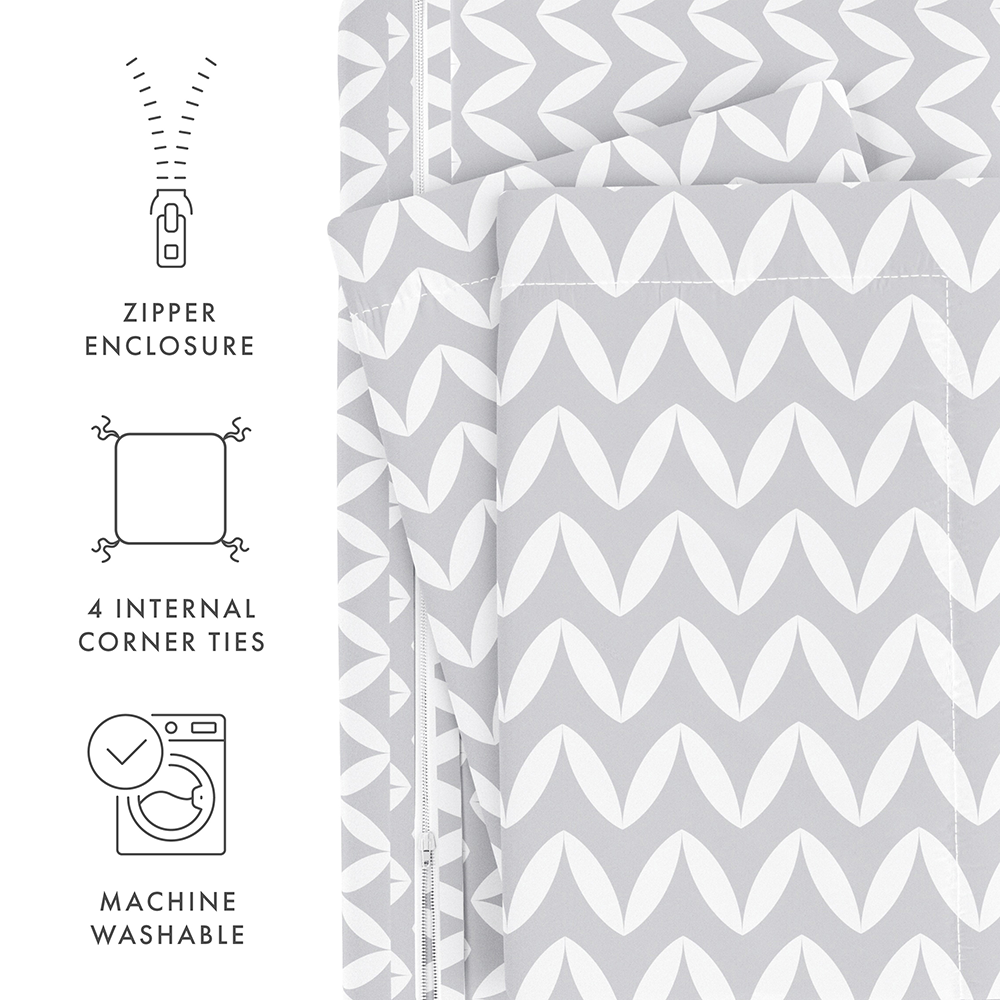 Chevron Pattern 3-Piece Duvet Cover Set - Soft Puffed Textured Bedding for Queen/King Size - Perfect for Modern Bedroom Decor & Cozy Sleep