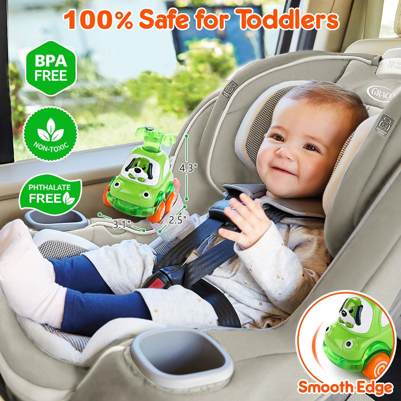 Best Press and Go Toy Cars for 1-3 Year Old Boys & Girls - Toddler Push Cars for 12-18 Months | First Birthday Gifts, Baby Stocking Stuffers | Fun Learning Toys for Indoor & Outdoor Play