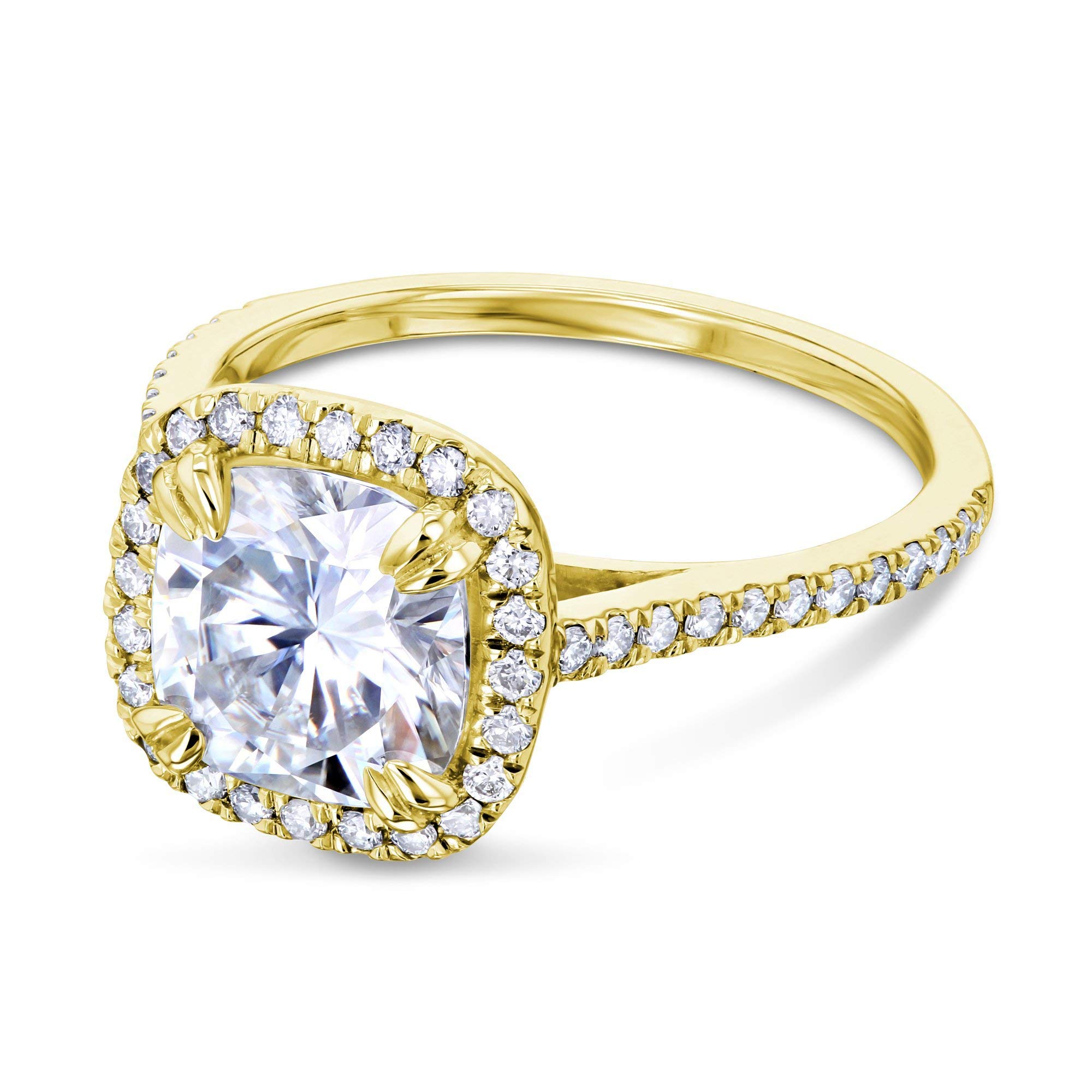 Kobelli 2 Carat Cushion Cut Moissanite & Lab Diamond Halo Engagement Ring - Perfect for Proposals, Weddings & Anniversary Gifts