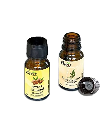 Pure Sweet Almond Oil & Eucalyptus Essential Oil Set - 100% Natural for Hair, Skin & Aromatherapy - Moisturizing, Relaxing & Stress Relief - Perfect for Massage, DIY Beauty & Home Diffuser