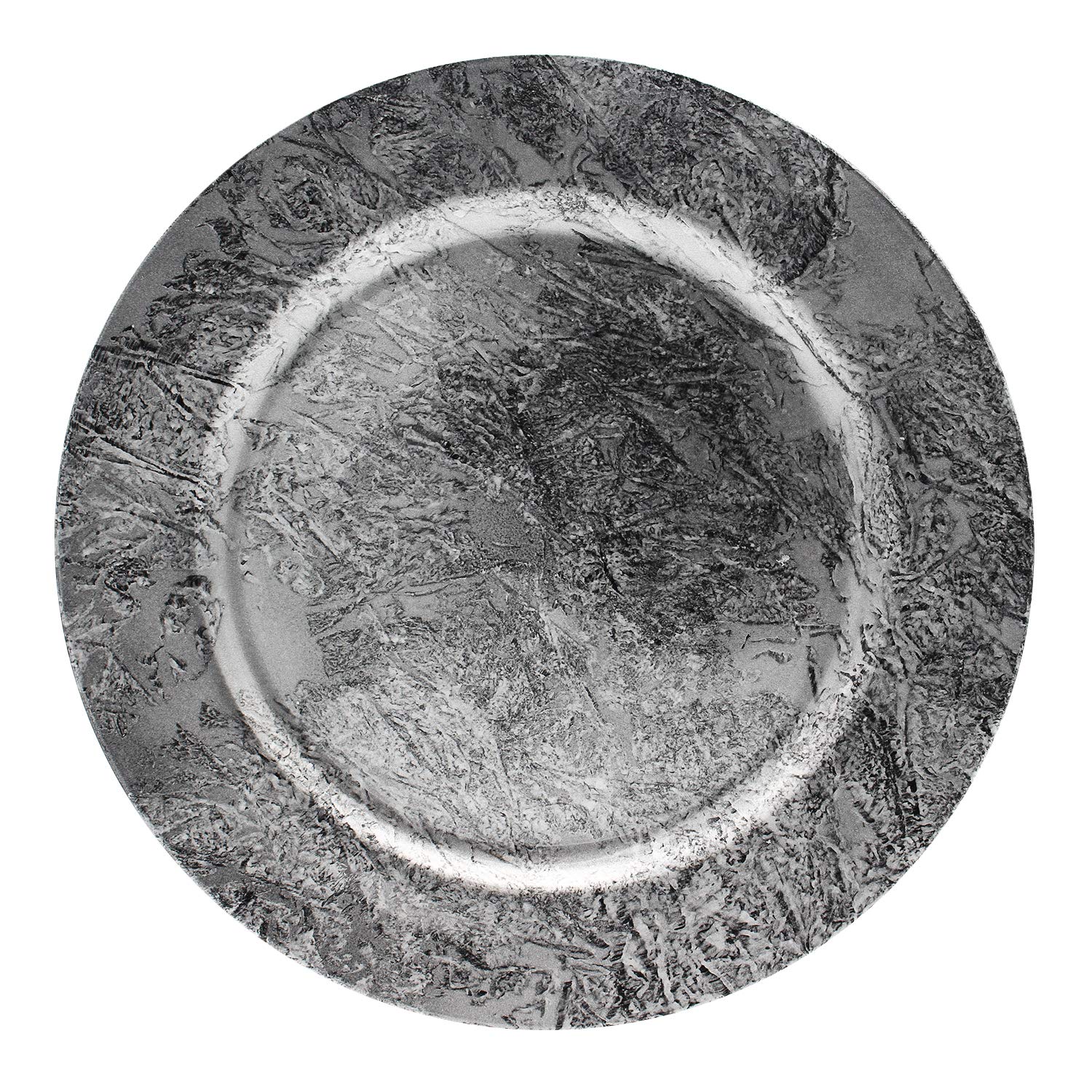 Tiger Chef 13-inch Marble Round Glossy Charger Plates - Grey Black Marbelized Design Melamine Dinner Plates - Elegant Placemats for Wedding, Party, Banquet & Holiday Dining - Set of 96 - Durable & Dishwasher Safe